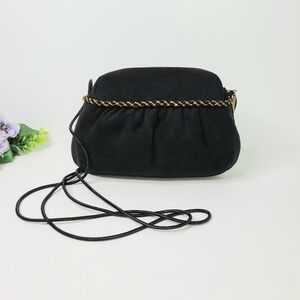 Delill Hashimoto Black Gold Braided Trim Vintage Evening Shoulder Bag